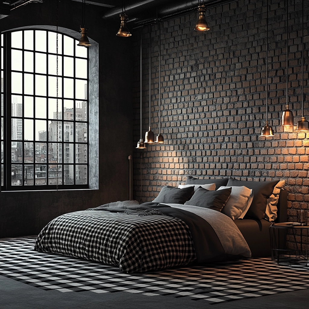 checkered carpet bedroom 5