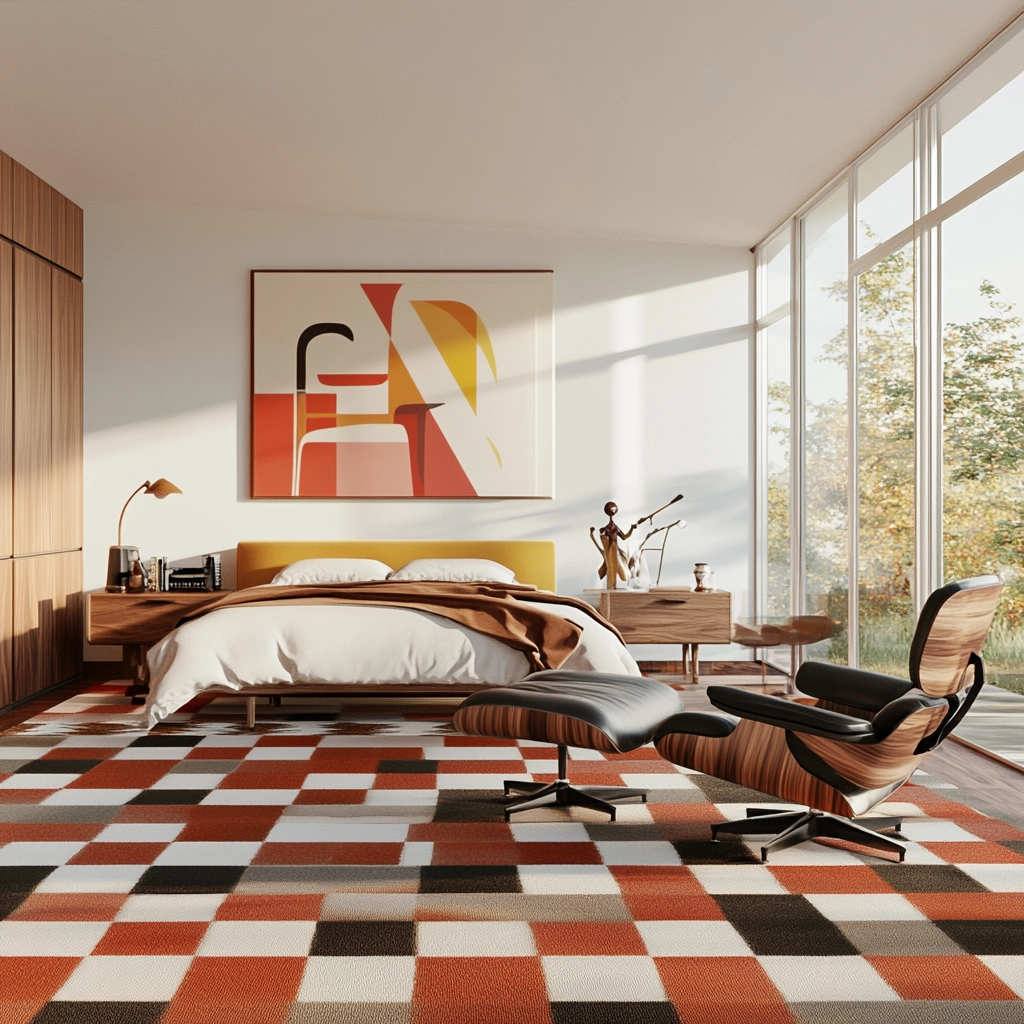 checkered carpet bedroom 52