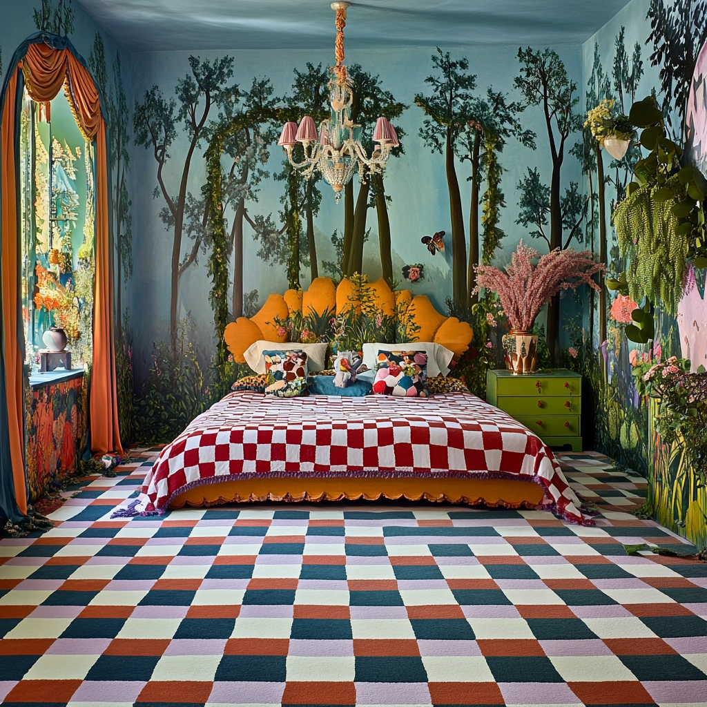 checkered carpet bedroom 55