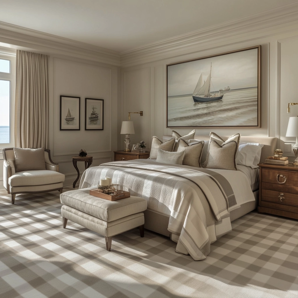 checkered carpet bedroom 58