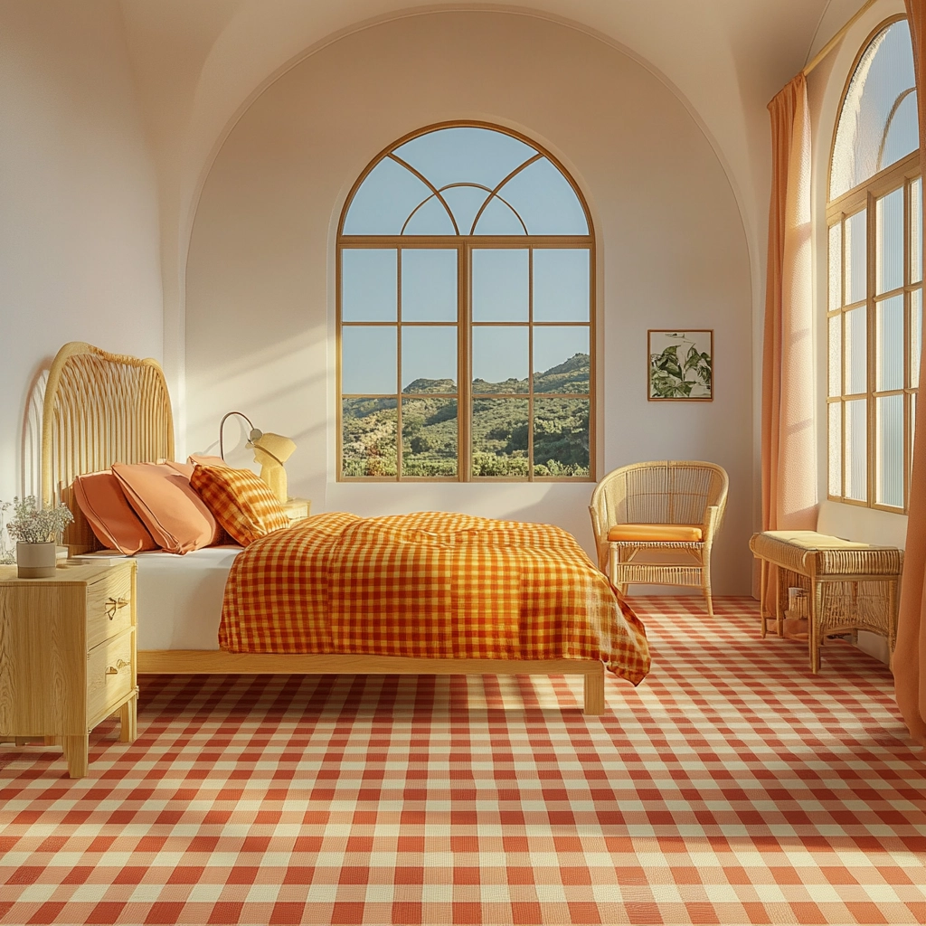 checkered carpet bedroom 66