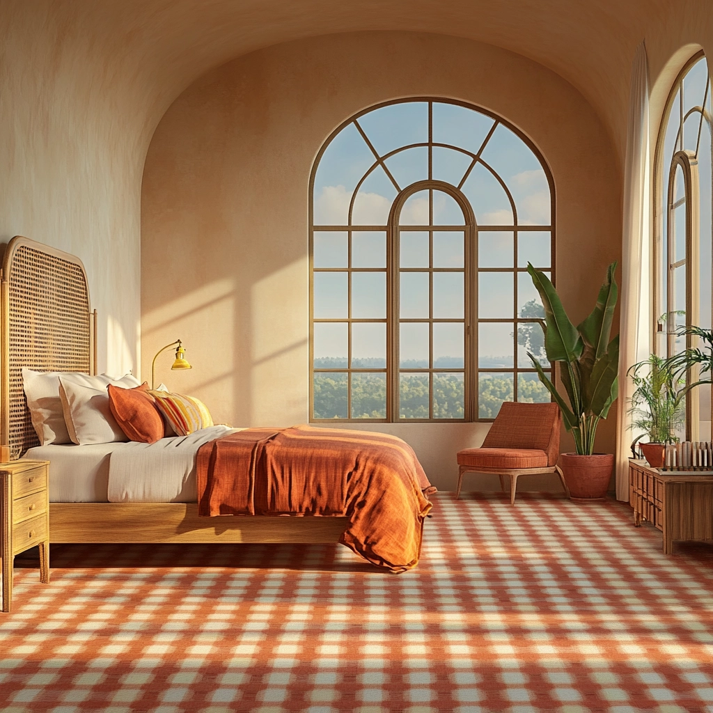 checkered carpet bedroom 67