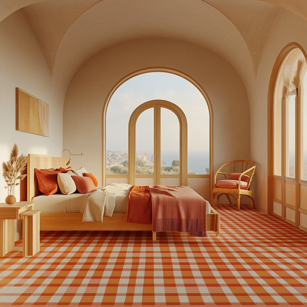 checkered carpet bedroom 68
