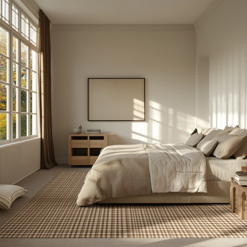 checkered carpet bedroom 69