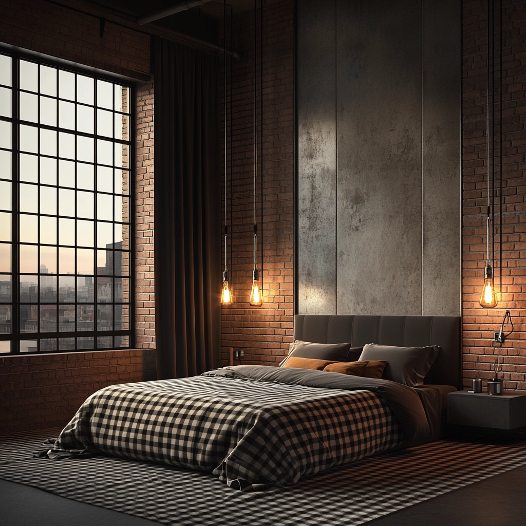 checkered carpet bedroom 7