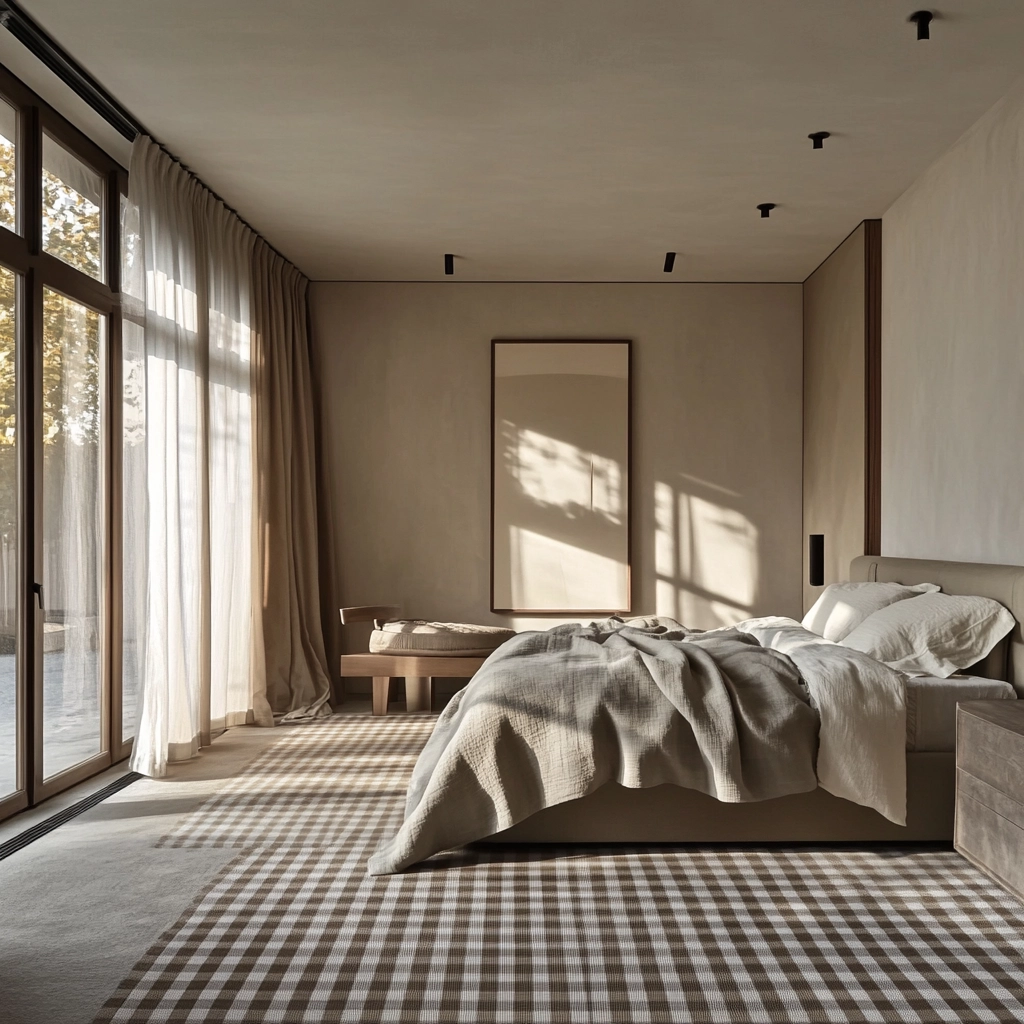 checkered carpet bedroom 71
