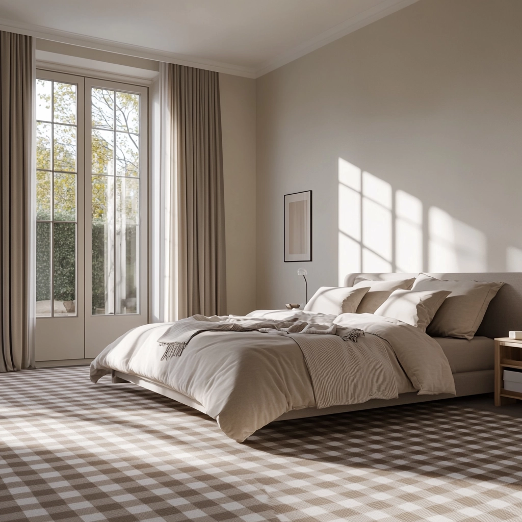 checkered carpet bedroom 72