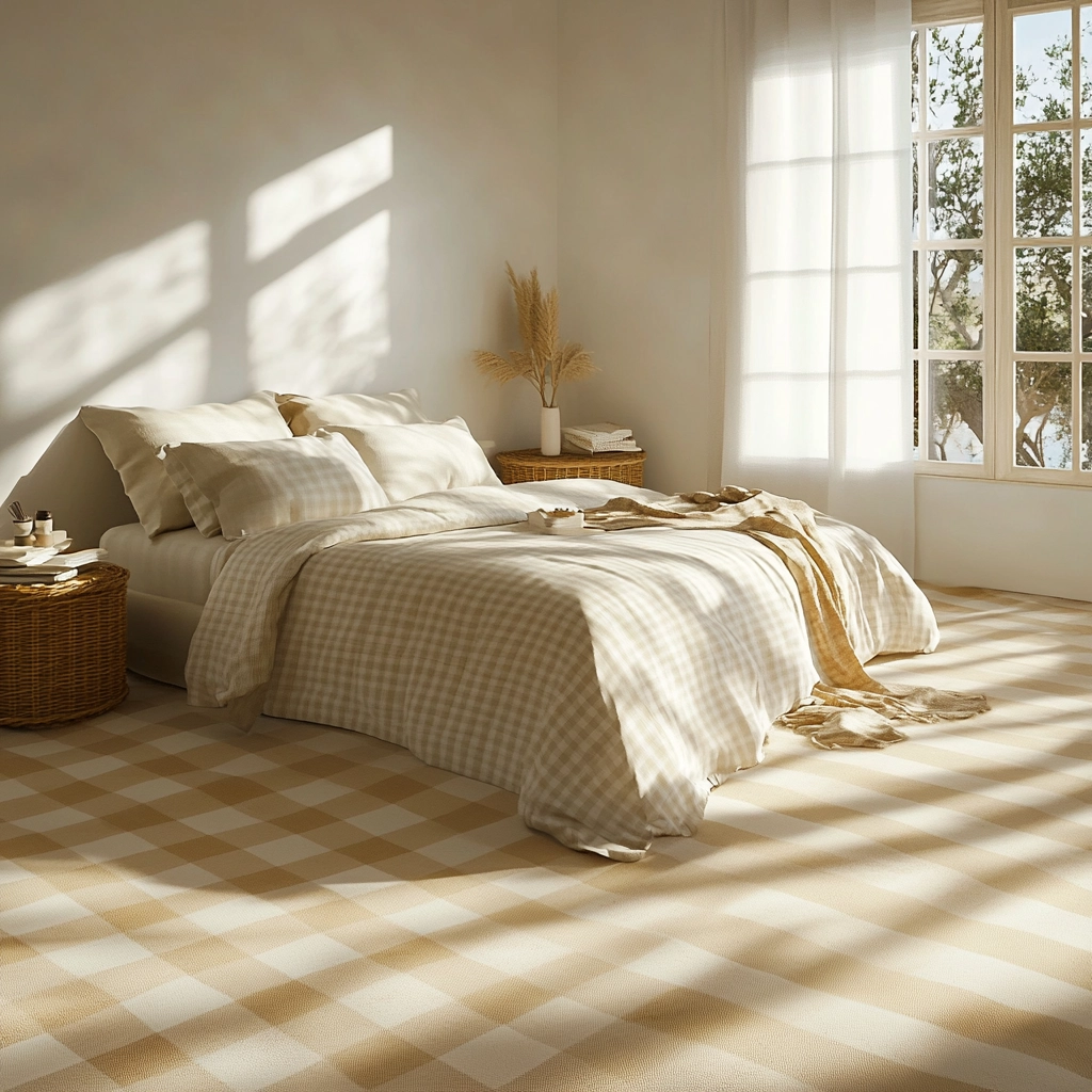 checkered carpet bedroom 75