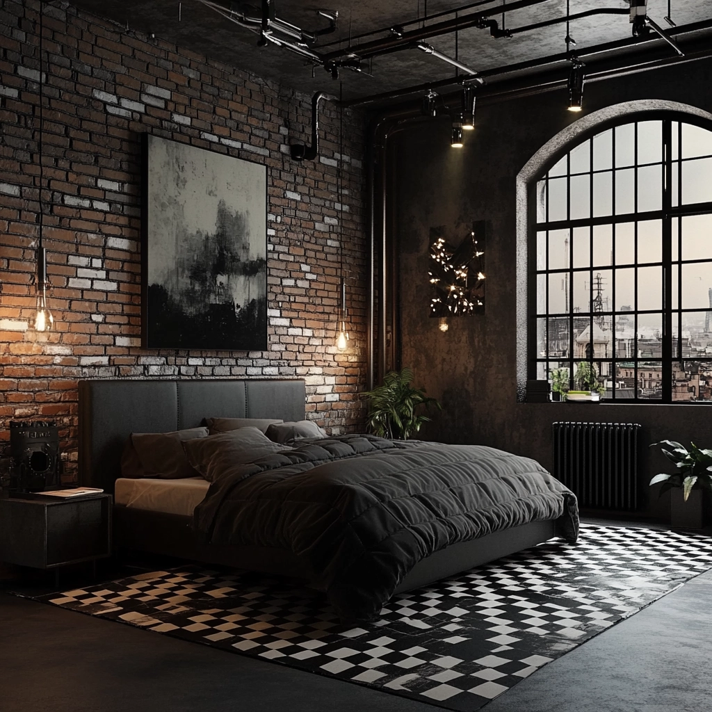 checkered rug bedroom 11