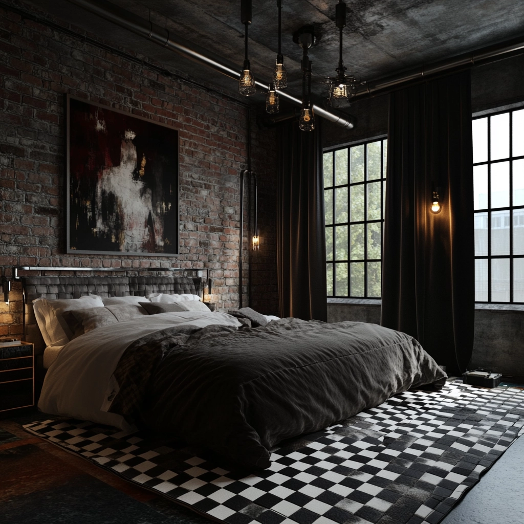checkered rug bedroom 12