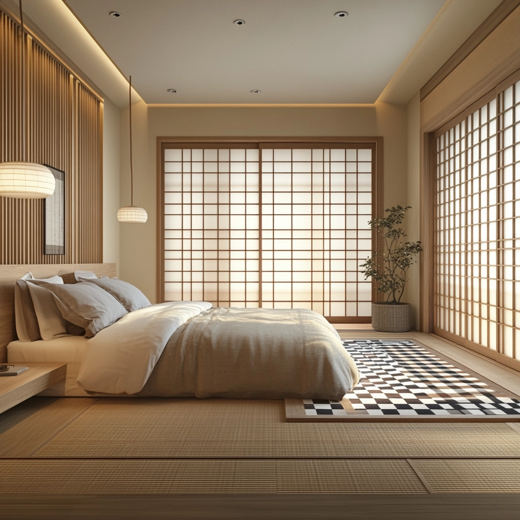 checkered rug bedroom 15