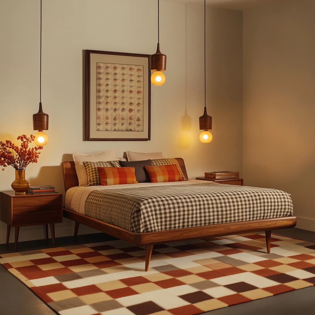 checkered rug bedroom 18