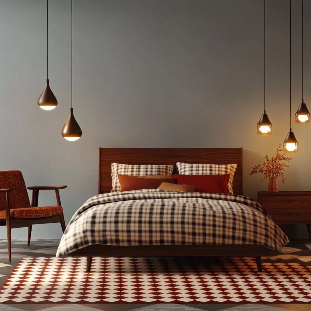checkered rug bedroom 19
