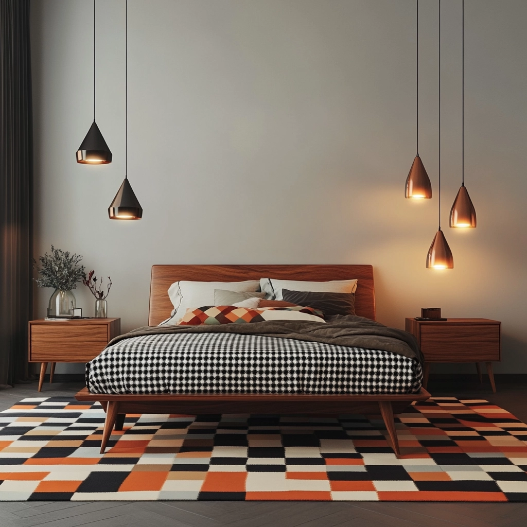 checkered rug bedroom 20