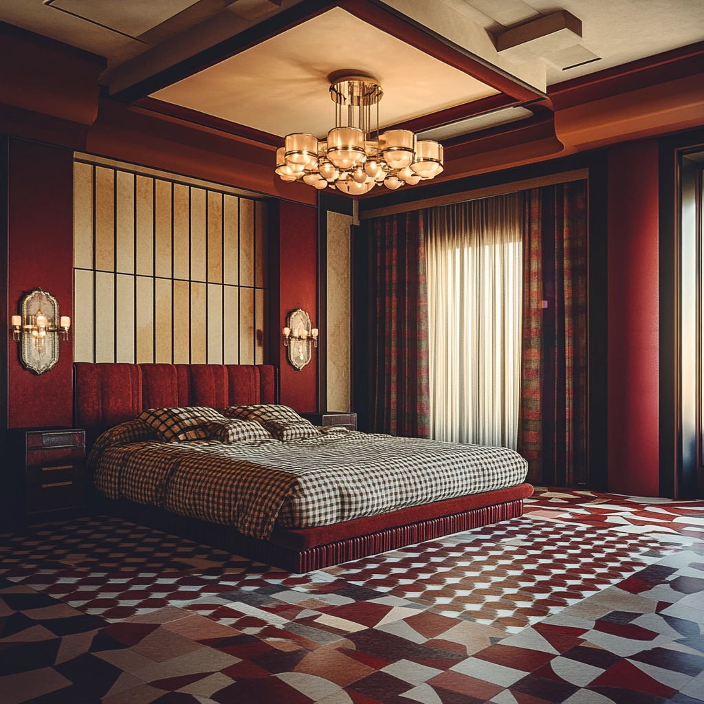 checkered rug bedroom 26