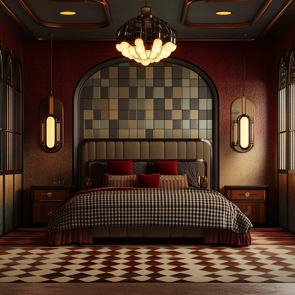 checkered rug bedroom 27
