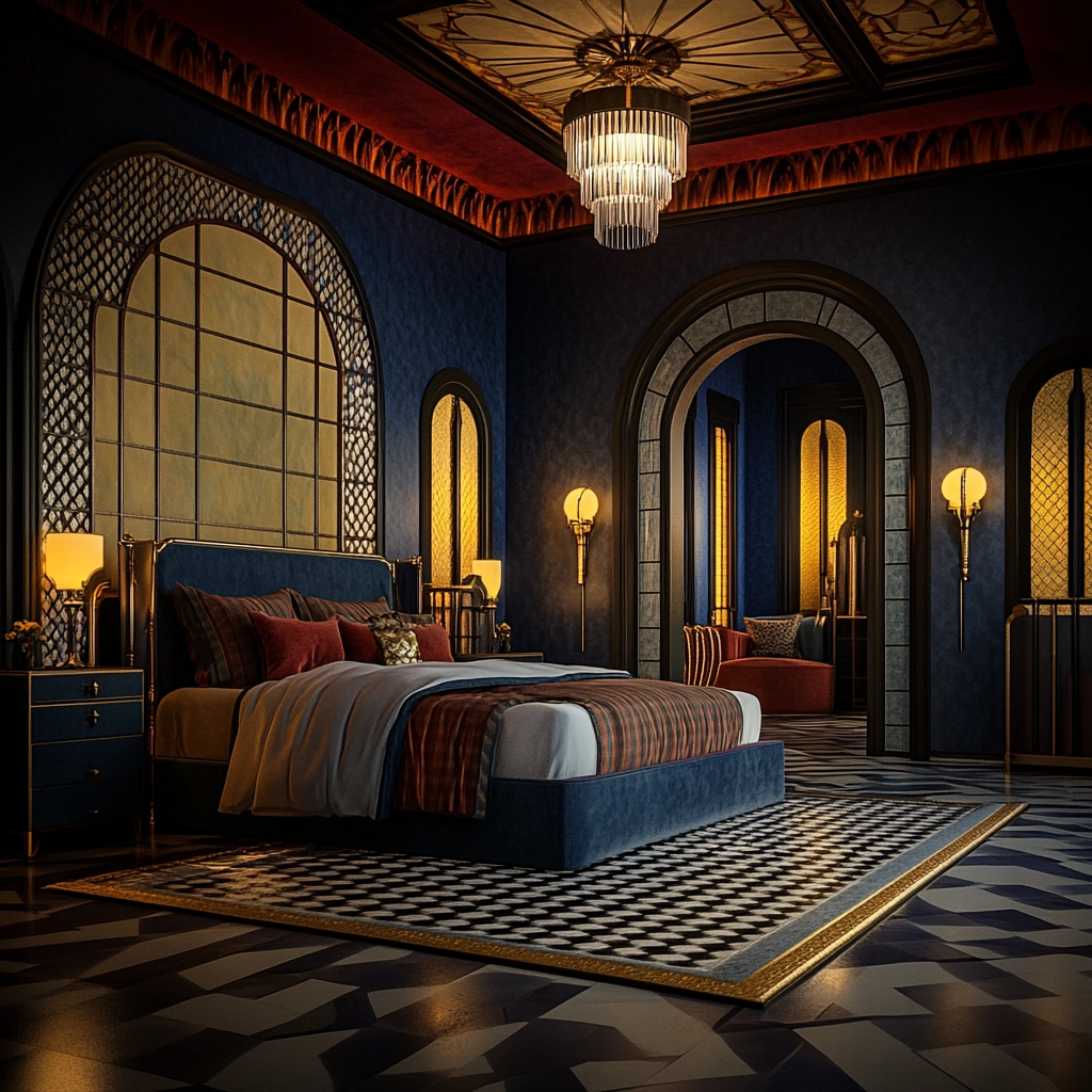 checkered rug bedroom 28