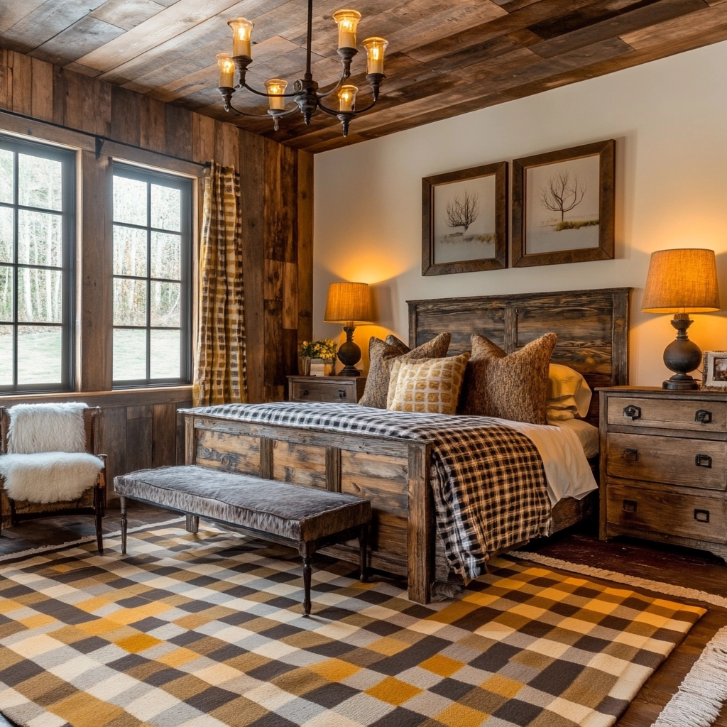 checkered rug bedroom 31