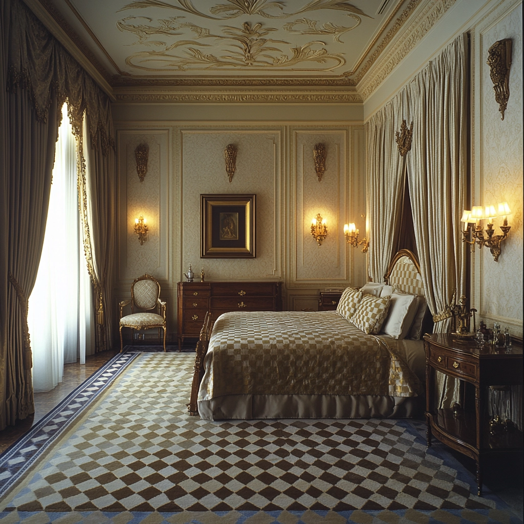 checkered rug bedroom 38