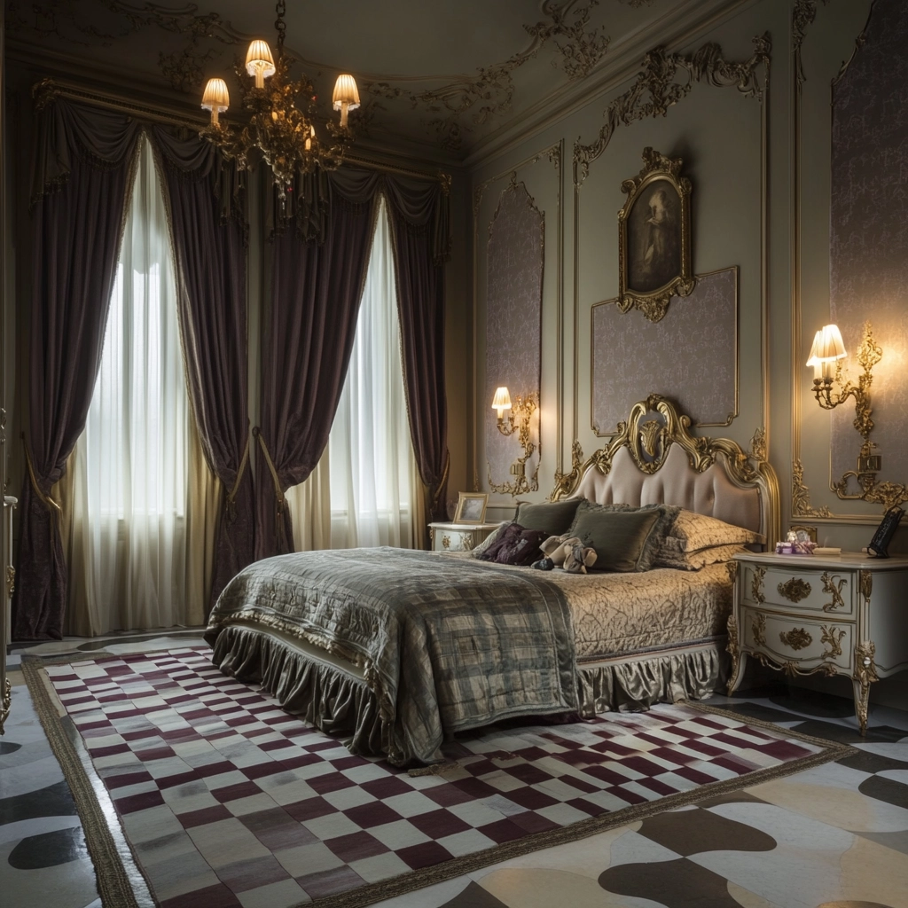 checkered rug bedroom 40
