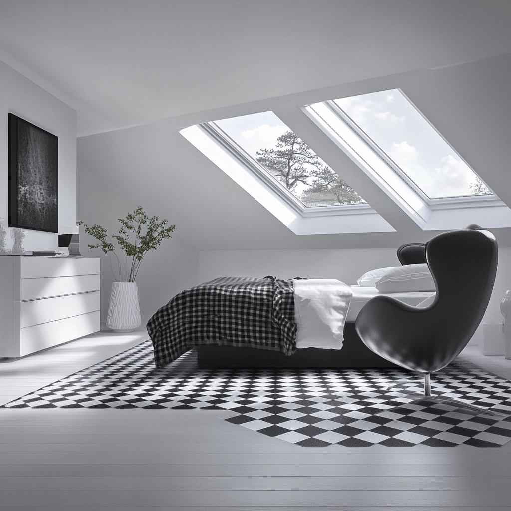 checkered rug bedroom 43