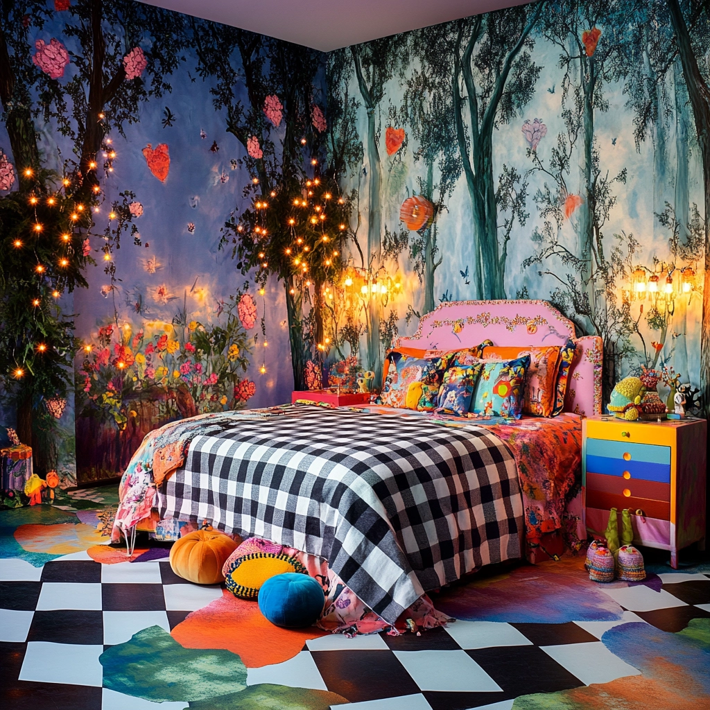 checkered rug bedroom 47