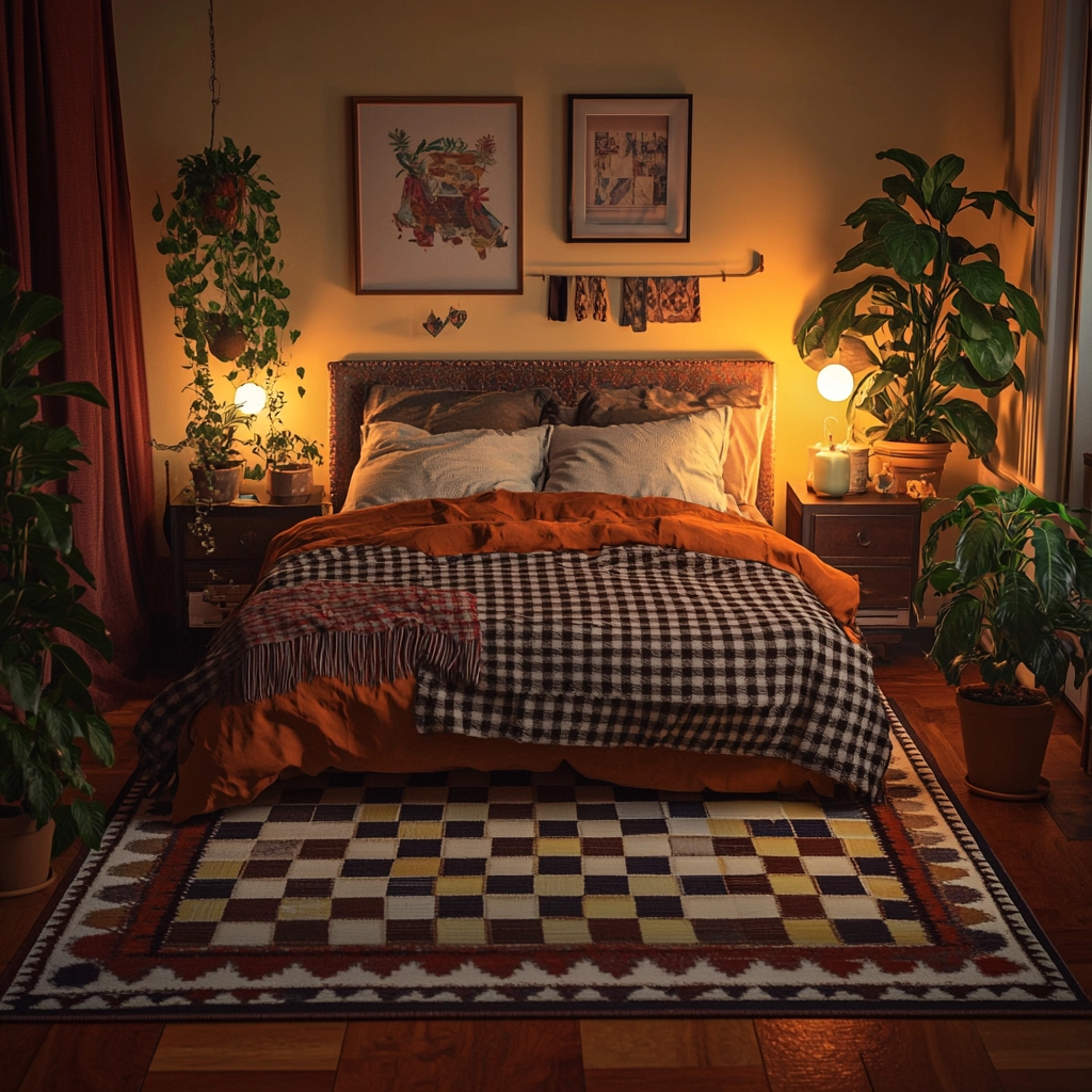 checkered rug bedroom 5