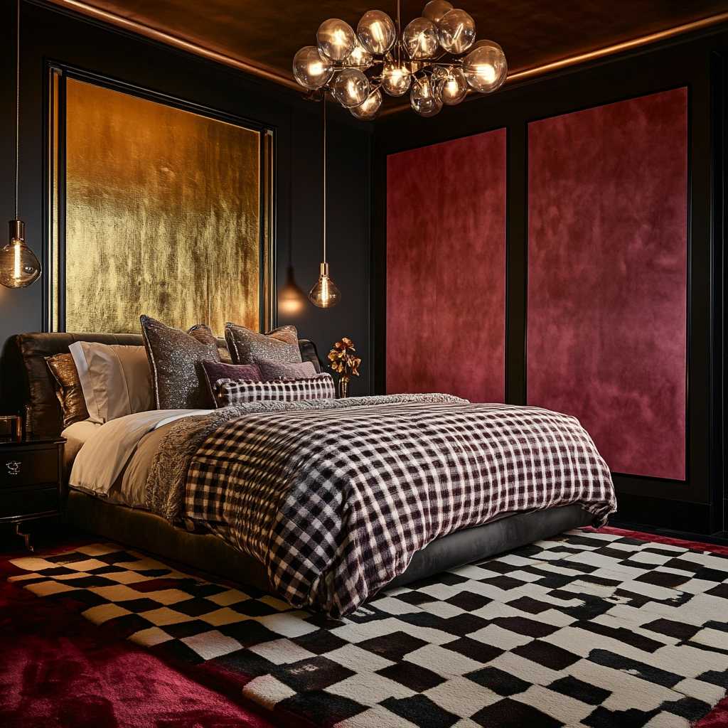 checkered rug bedroom 50