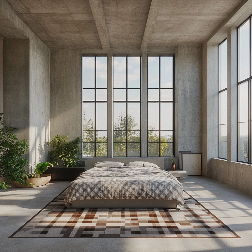 checkered rug bedroom 55