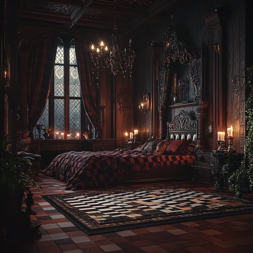checkered rug bedroom 57