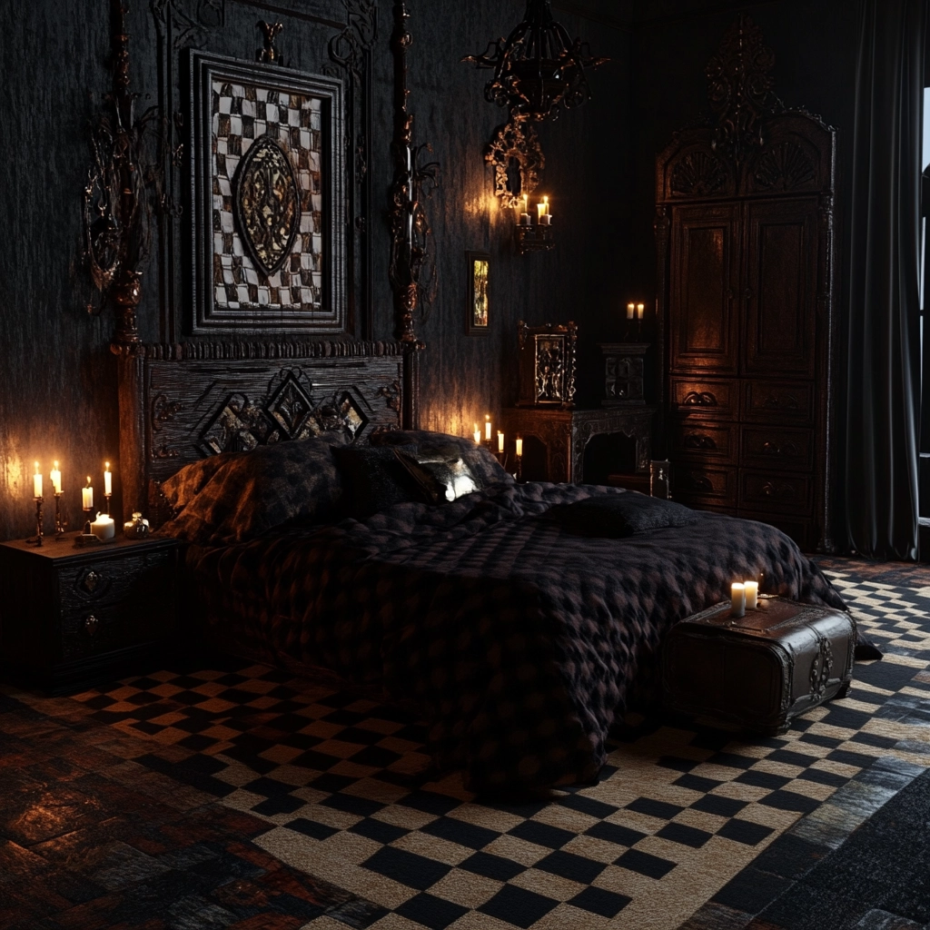 checkered rug bedroom 58
