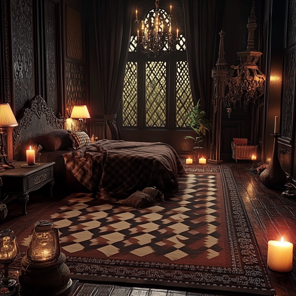 checkered rug bedroom 59