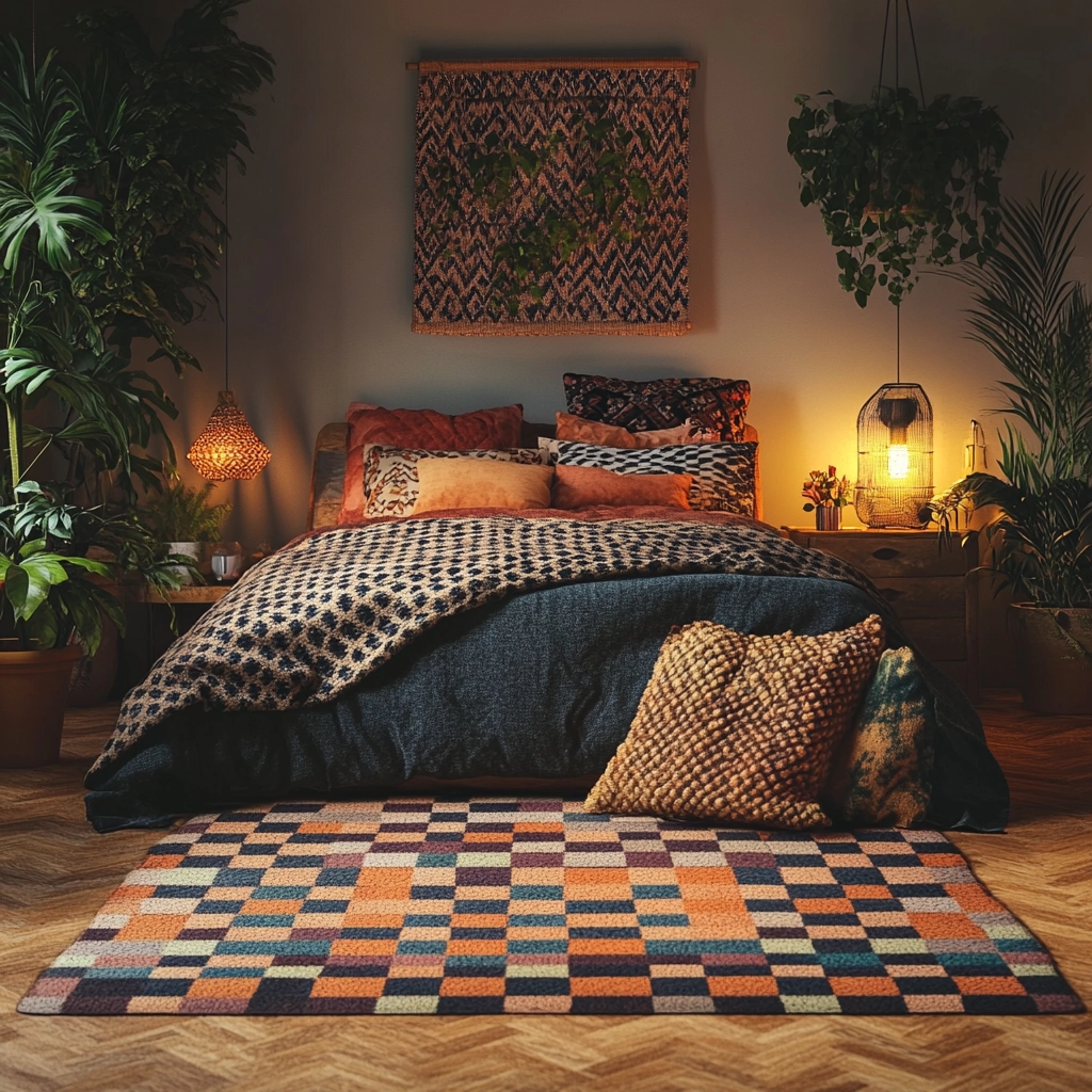 checkered rug bedroom 6