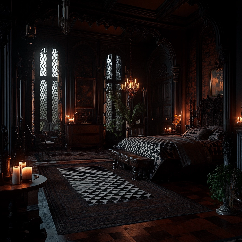 checkered rug bedroom 60