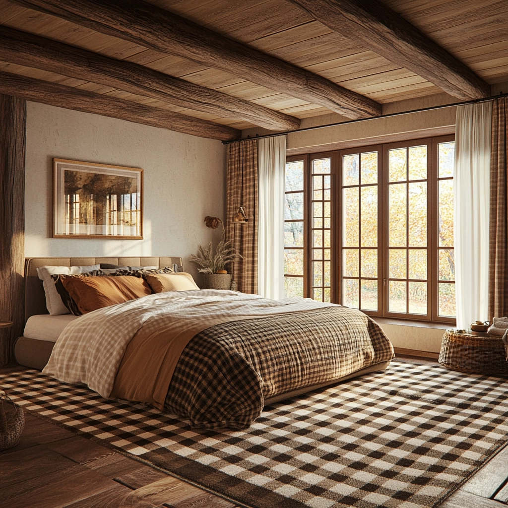 checkered rug bedroom 61