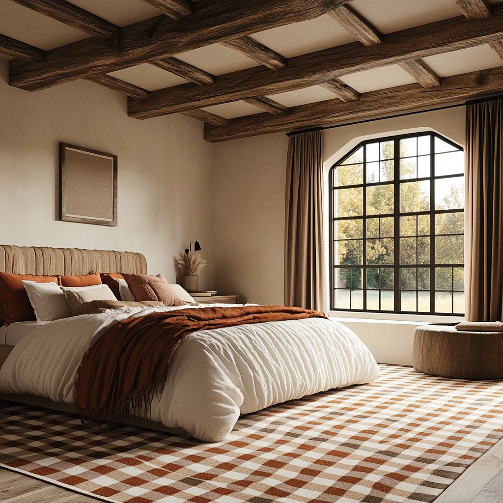 checkered rug bedroom 62