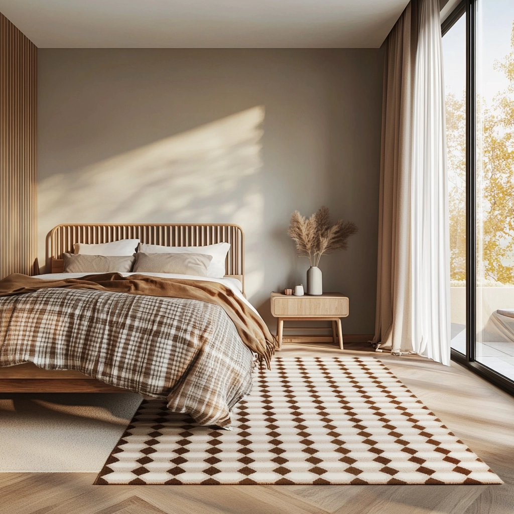 checkered rug bedroom 68