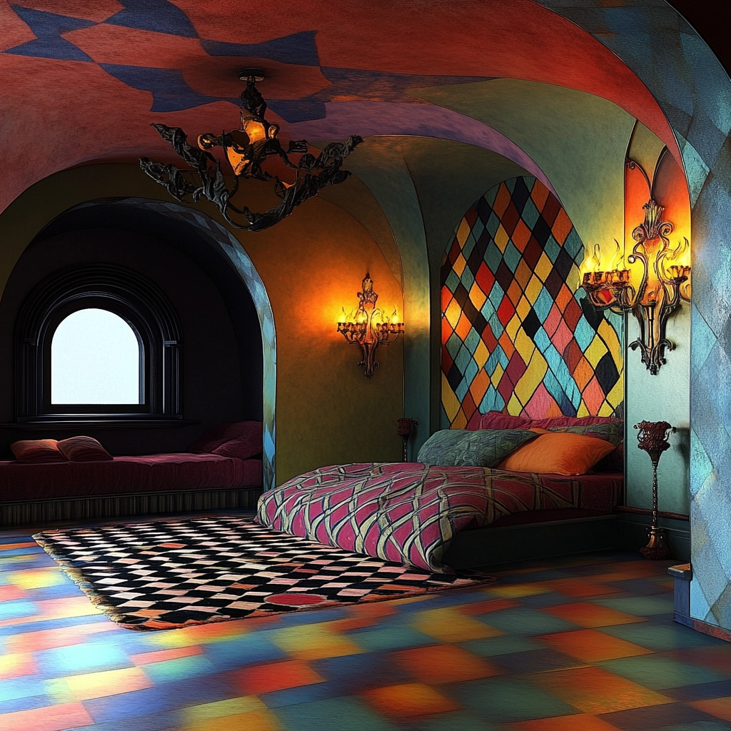 checkered rug bedroom 69