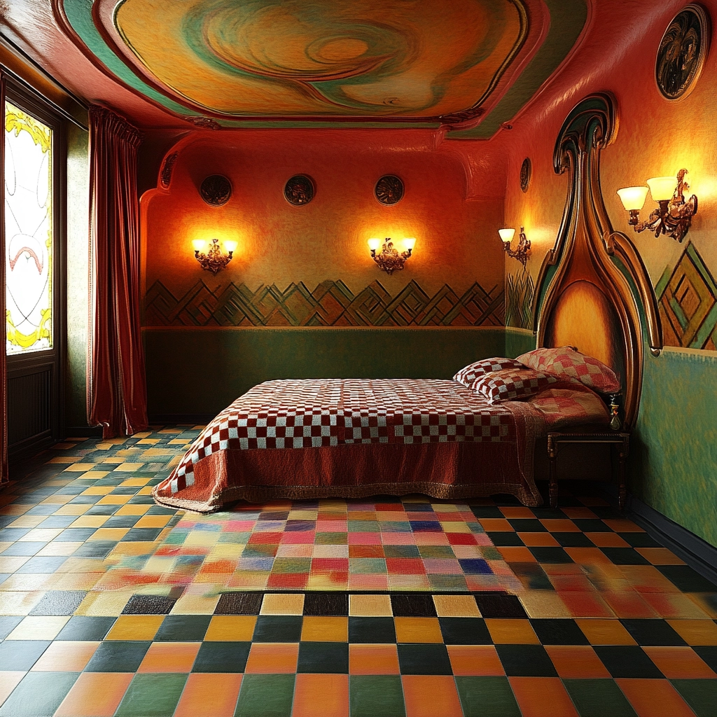checkered rug bedroom 71