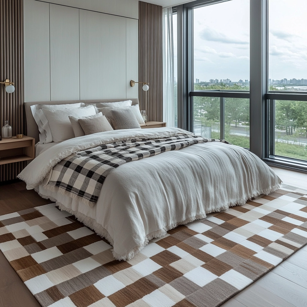 checkered rug bedroom 73