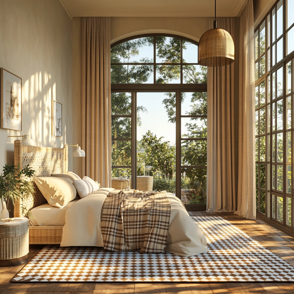 checkered rug bedroom 74