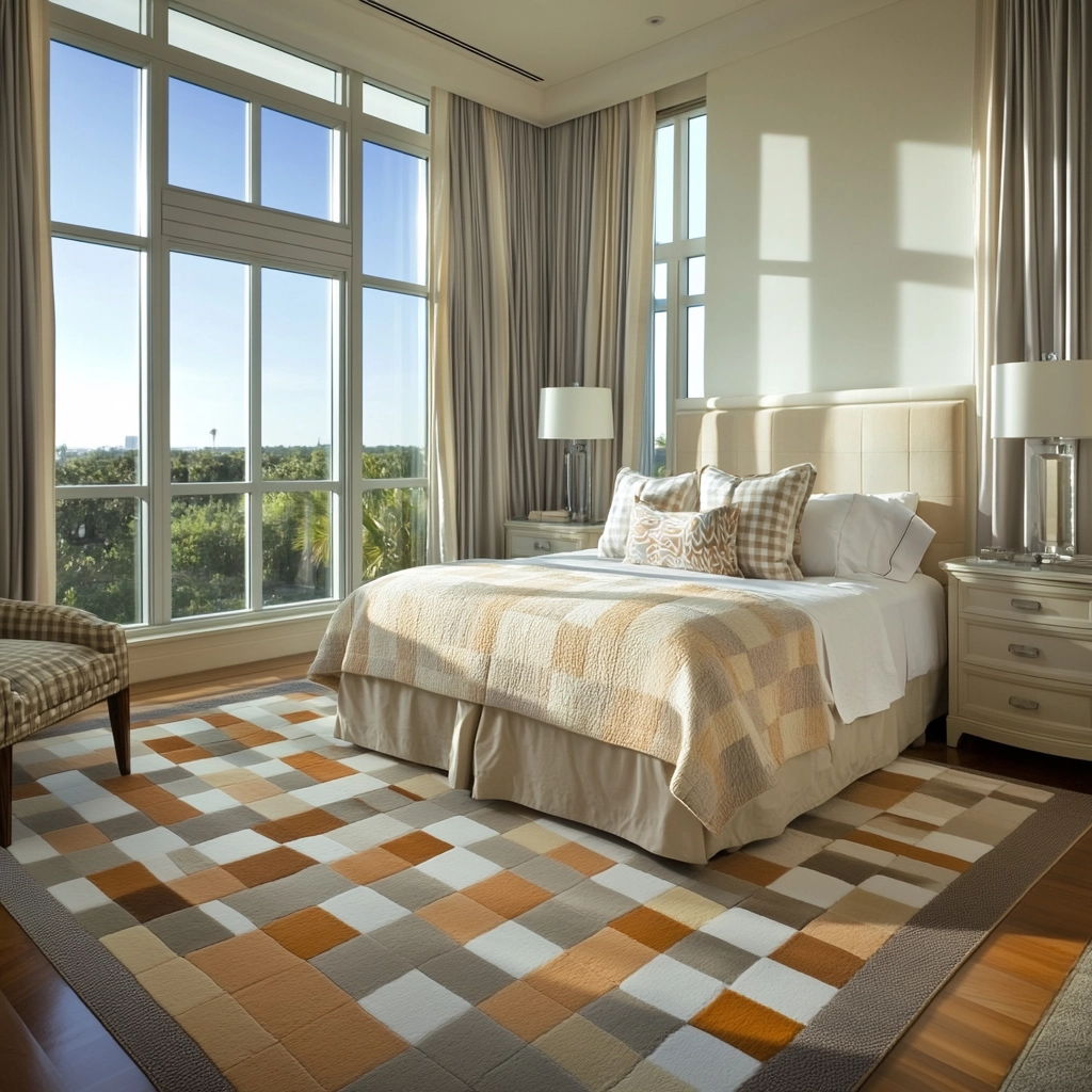 checkered rug bedroom 75