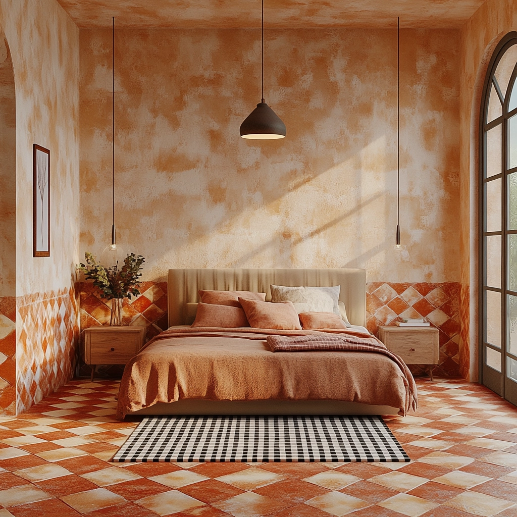 checkered rug bedroom 77