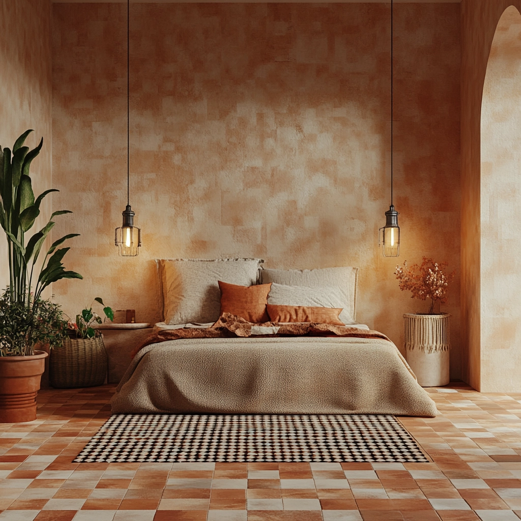 checkered rug bedroom 79