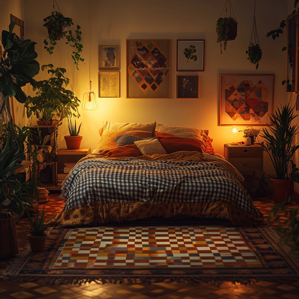 checkered rug bedroom 8