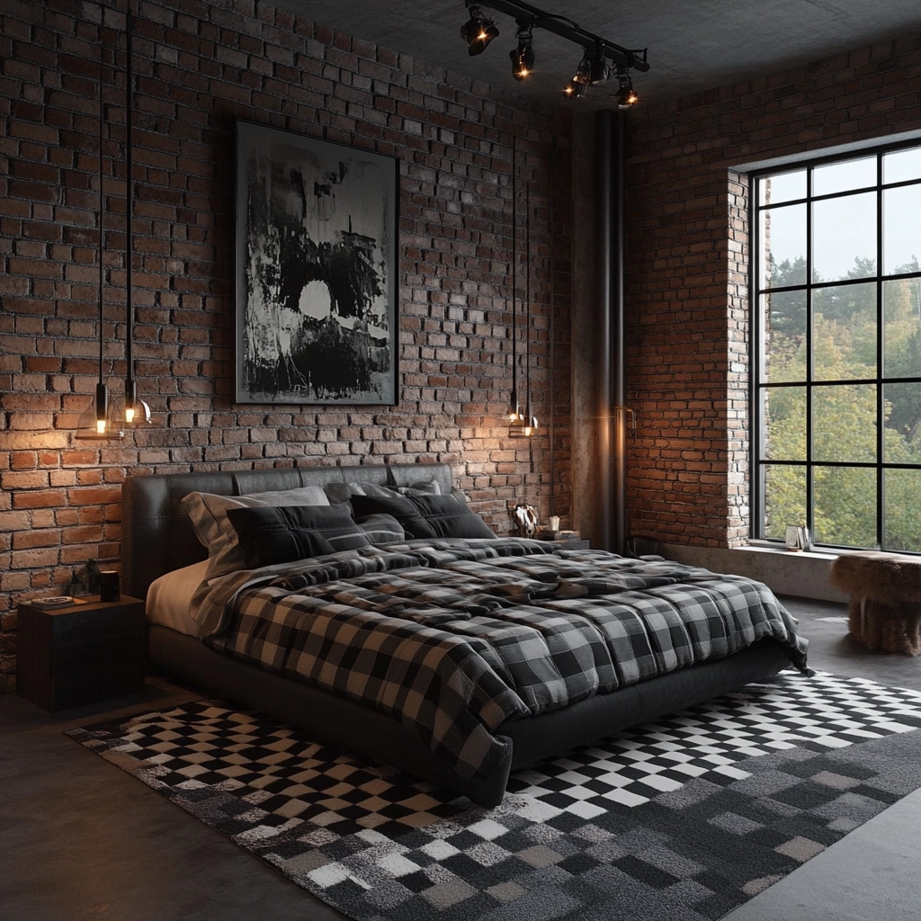 checkered rug bedroom 9