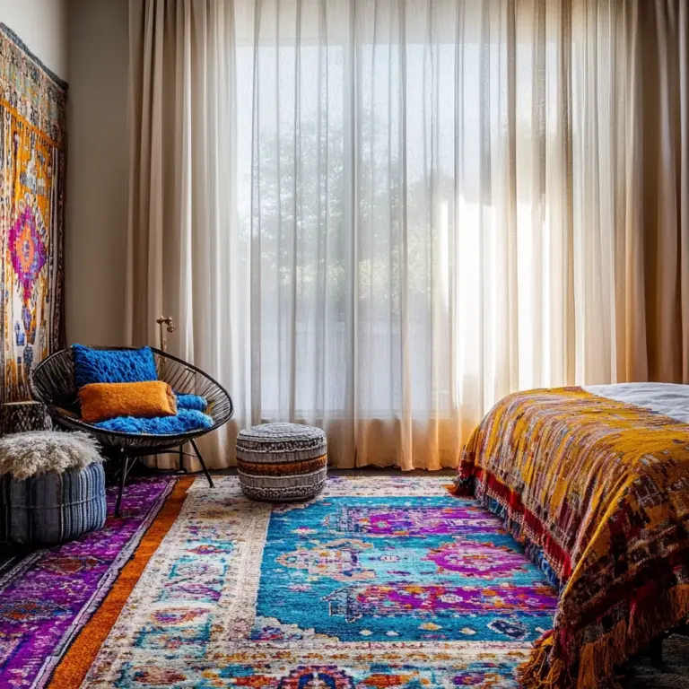 colorful rug bedroom 1