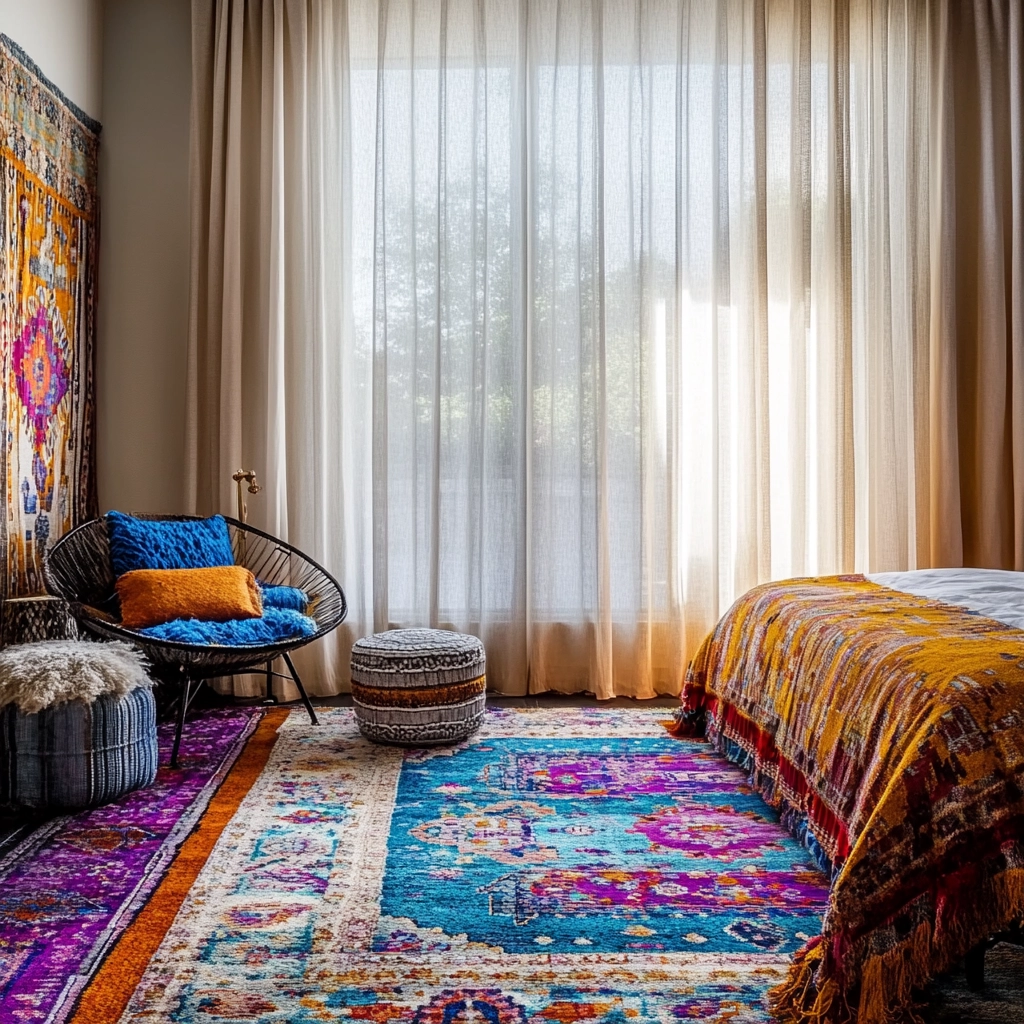 colorful rug bedroom 1