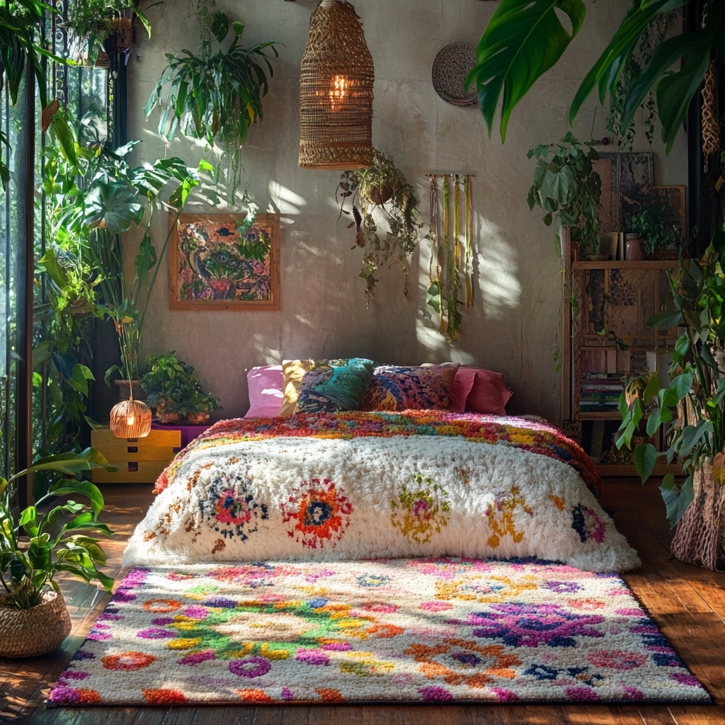 colorful rug bedroom 43