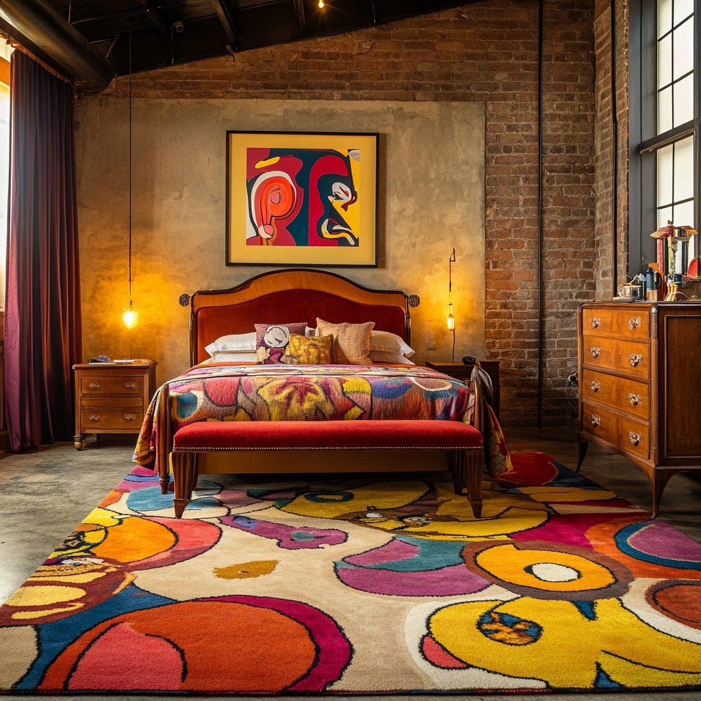colorful rug bedroom 46